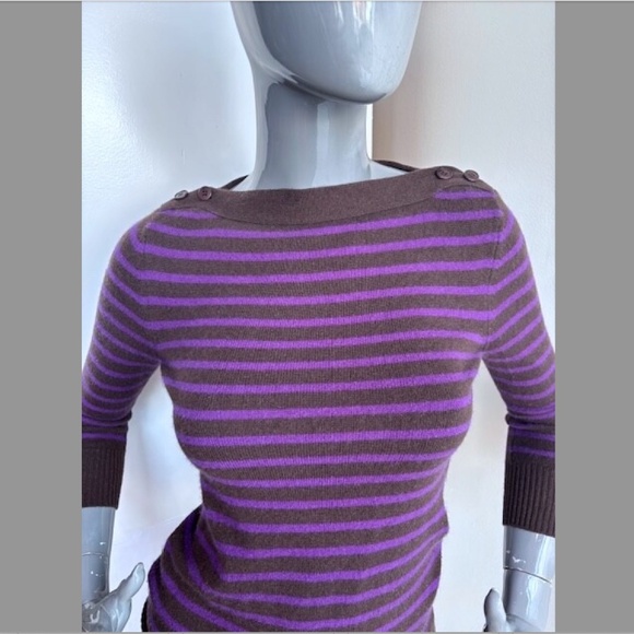 DEMYLEE "Jamie" Striped Cashmere Boatneck Sweater NWOT/sz XS - Picture 5 of 15